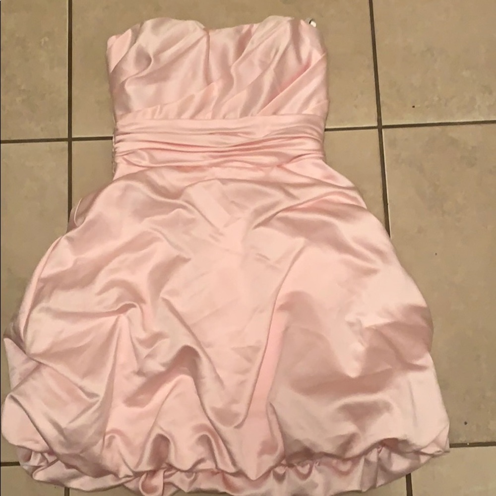 David bridal soft pink strapless dress